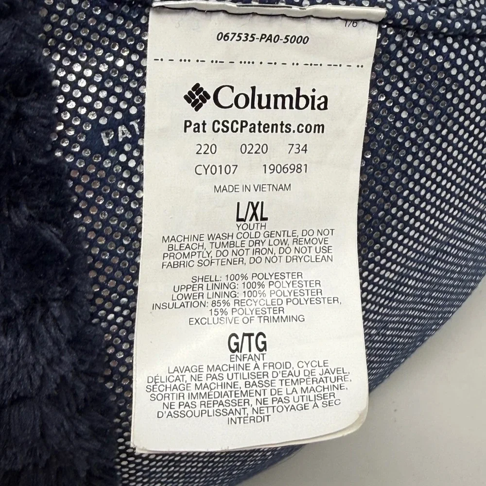 Columbia Kids Omni-Heat Fleece Trapper‎ Hat Blue Green Colorblock Youth L/XL Pom